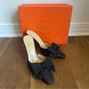 Nalebe Dimante Glitter High Heel Mules Black 39/9
